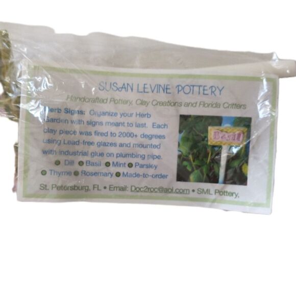 NWT Herb Plant Markers Stakes Garden Basil Dill Weeds Susan Levine Pottery NIP. - Picture 5 of 13